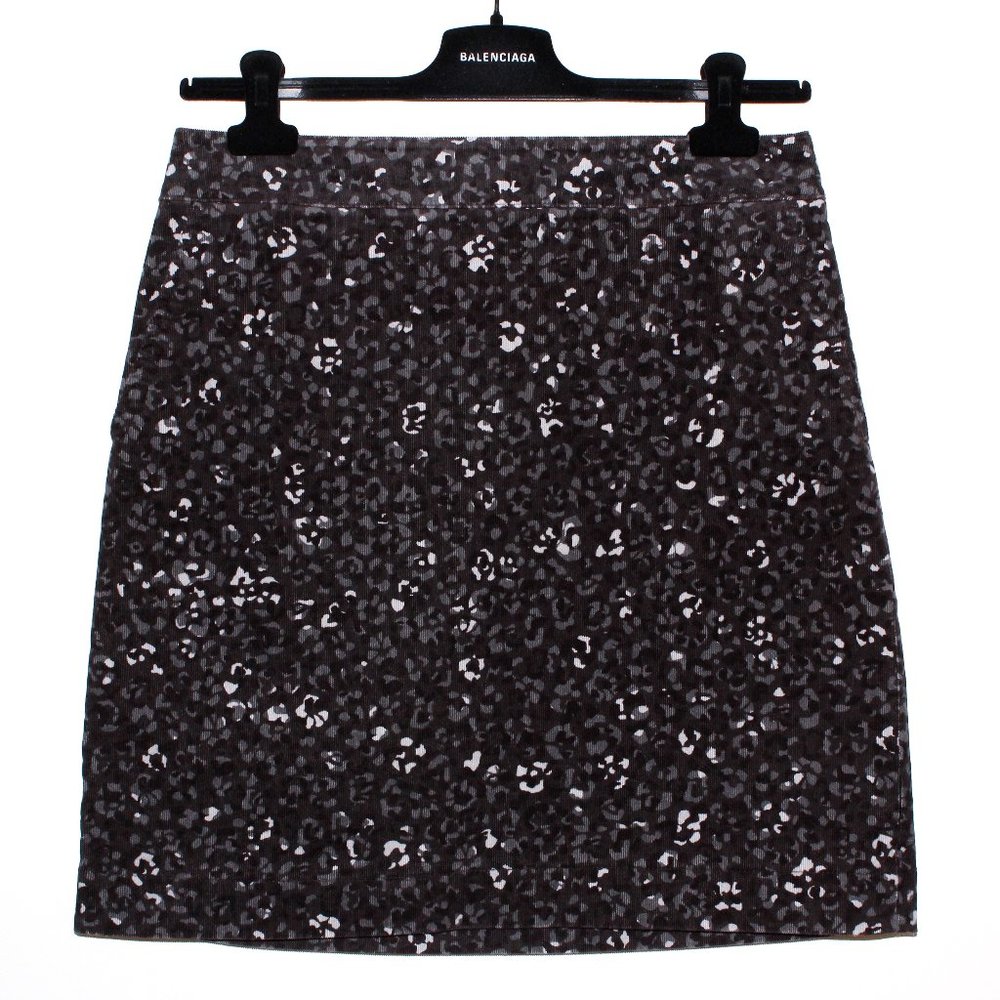 Talbots Layered Leopard Print Corduroy A-Line Skirt